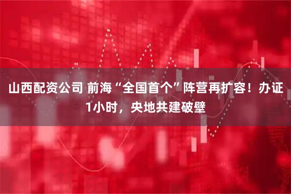 山西配资公司 前海“全国首个”阵营再扩容！办证1小时，央地共建破壁